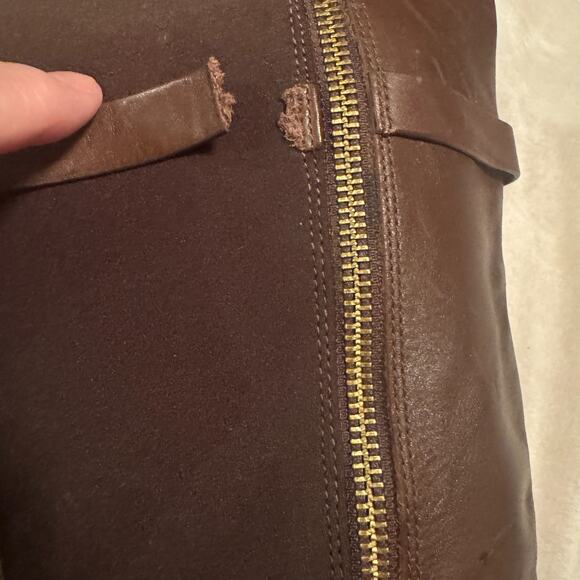 Cole Haan Grand OS Brown Leather Riding Boots tall buckle stretch Dorian 8B zip - Picture 5 of 10